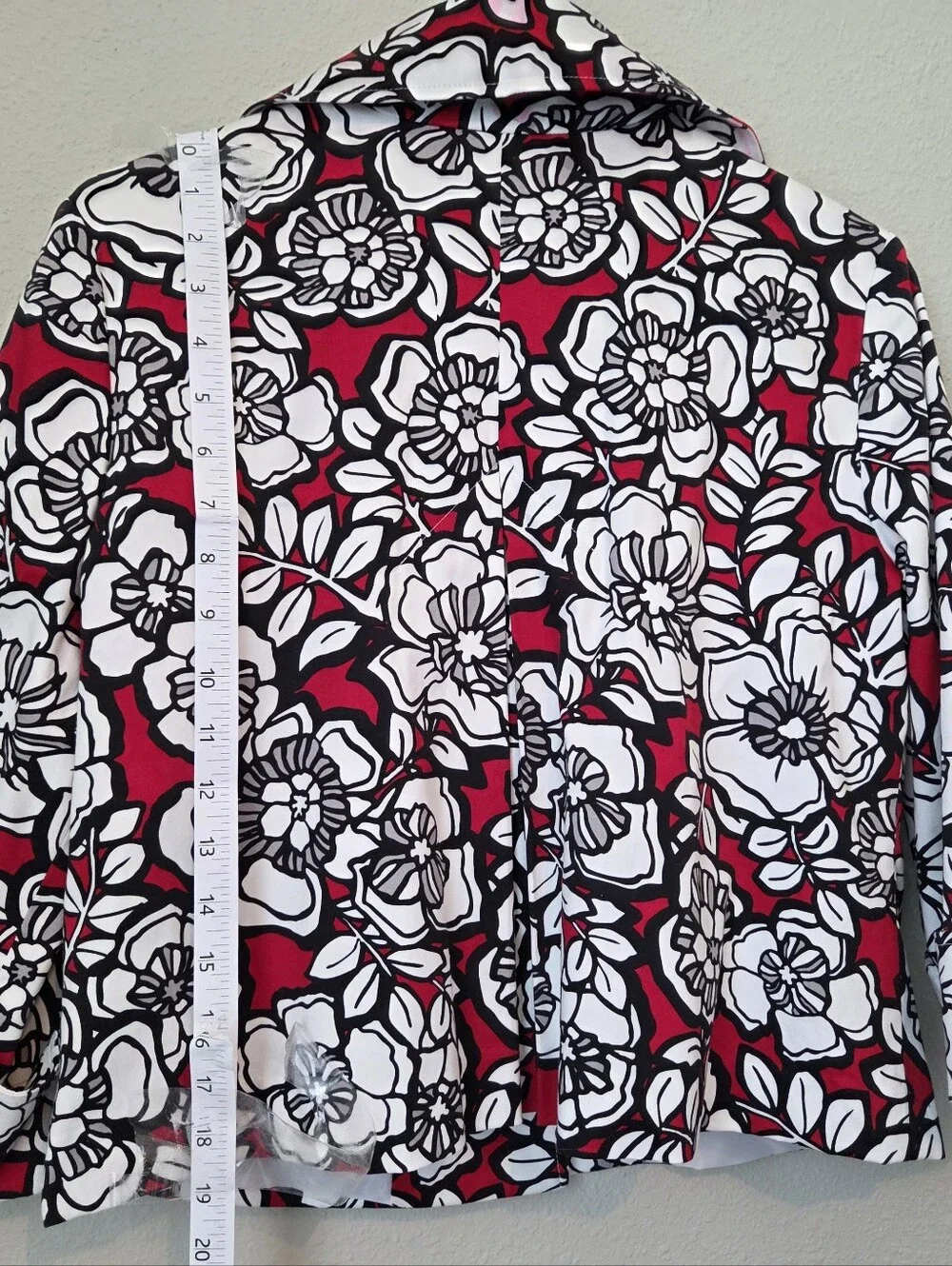 Heart Of Palms Floral Print Red, White & Black Jacket
